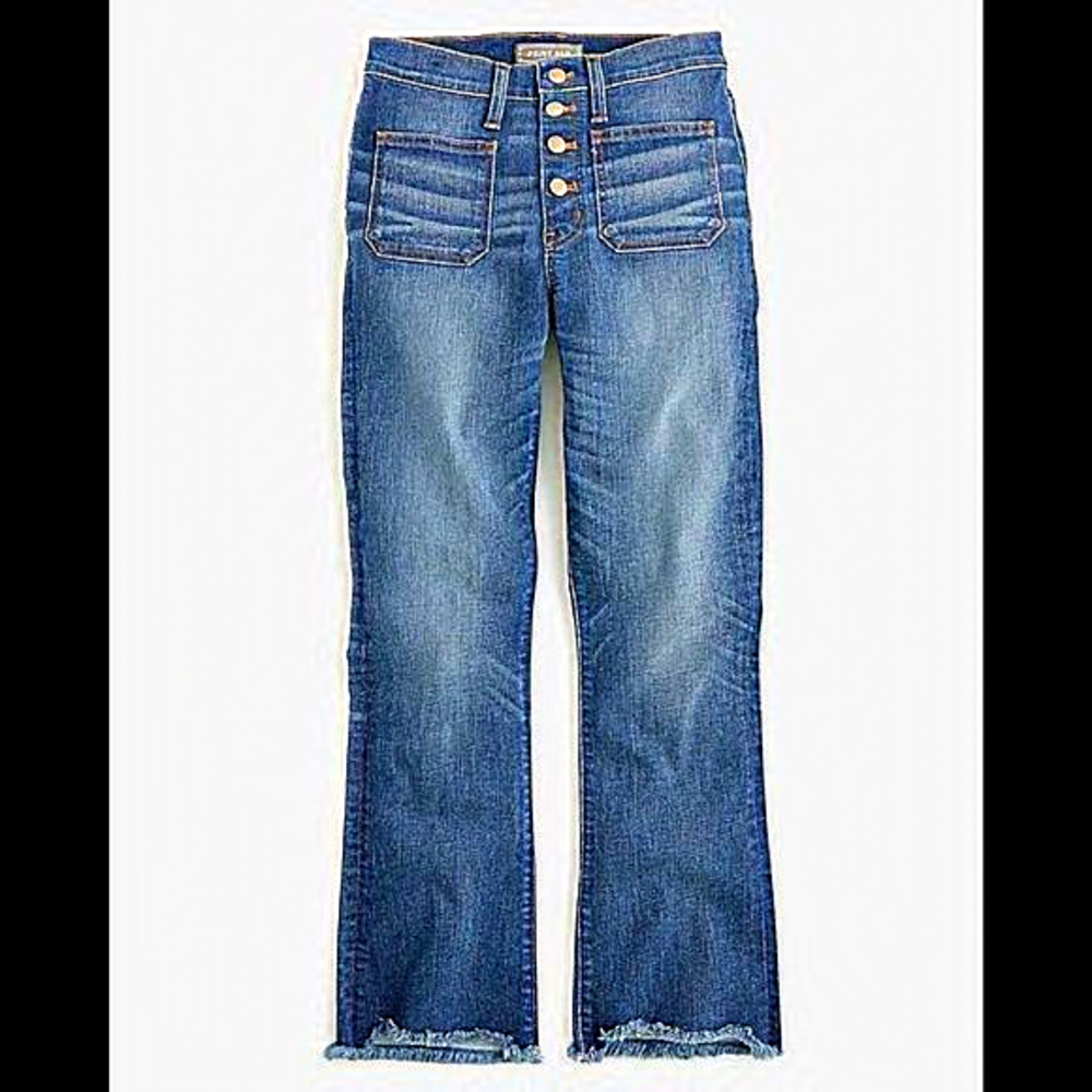 J. Crew Point Sur Button‎ Fly Cropped Flares High Waist Jeans Size 26